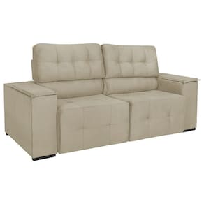 Sofá Cama Retrátil Sala Vicenza 175cm Suede Cinza