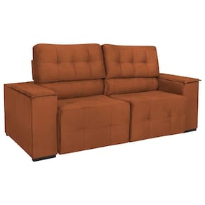 Sofá Cama Retrátil Sala Vicenza Vicenza 210cm Suede Terracota