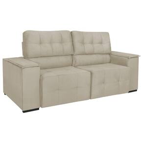 Sofá Cama Retrátil Sala Vicenza 175cm Bouclé Bege
