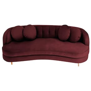 Sofá Curvo 3 Lugares Orgânico Sala Recepção Luxo Panamá 185cm Suede Bordô