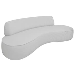 Sofá Curvo 2 Lugares Orgânico Recepção Sala Amsterdã 130cm Linho Adj Decor Cinza Claro