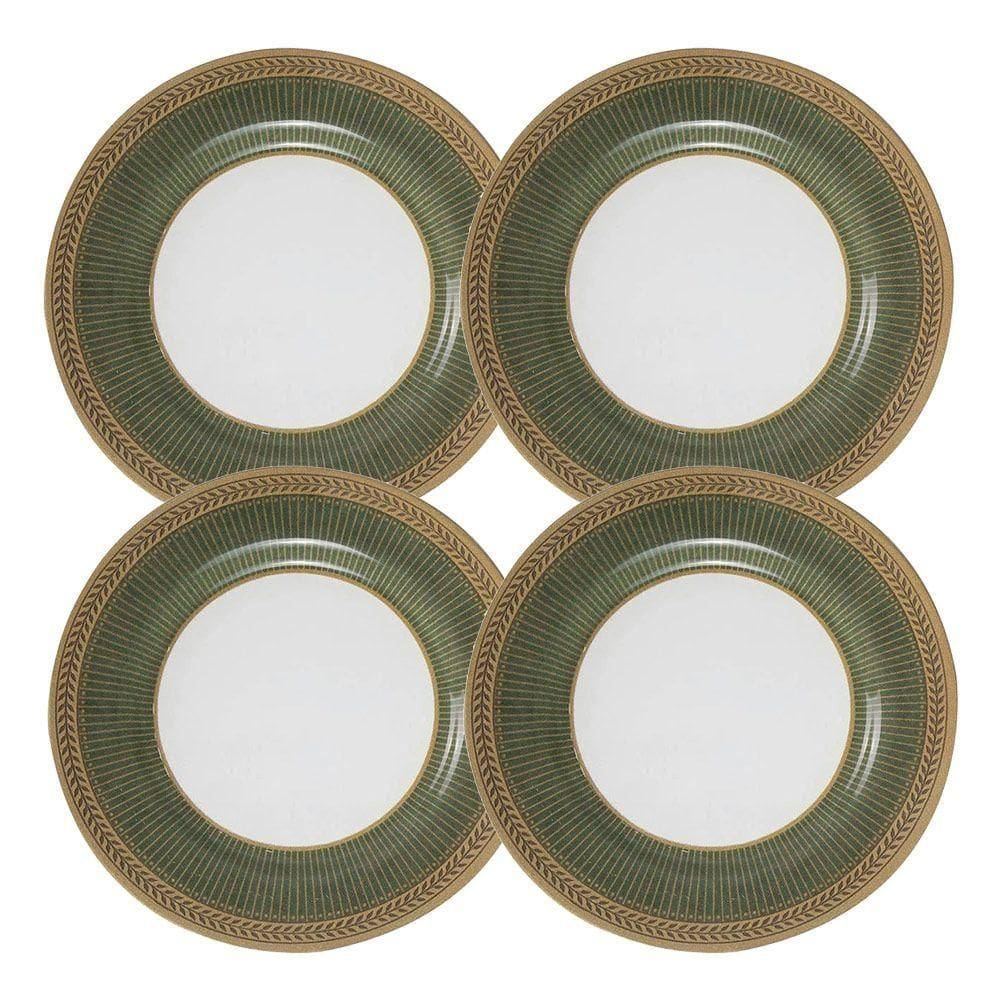 Jogo 4 Pratos De Sobremesa Celebrate Verde Cerâmica Alleanza 20cm