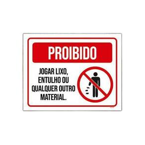 Placa De Sinalização - Proibido Jogar Lixo Entulho 27X35