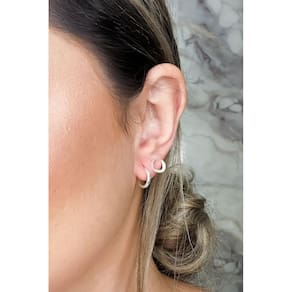 Brinco Losango Com Metade De Zircônia Em Prata 925 [F027]