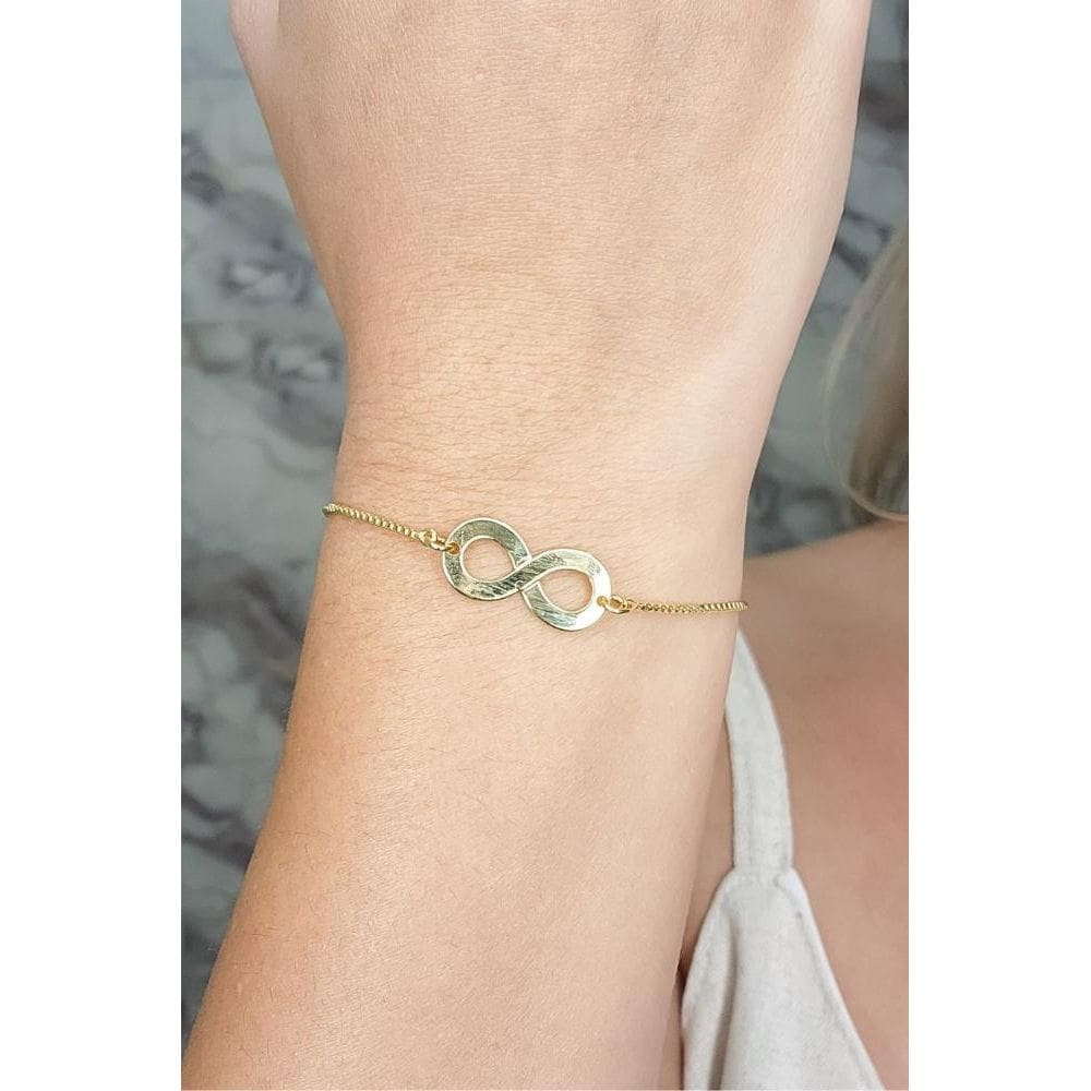 Pulseira Regulável Com Símbolo Do Infinito Banhado Em Ouro 18k [F027]
