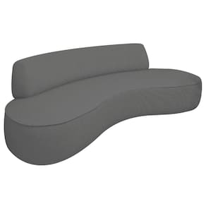 Sofá Curvo 120cm 2l E 1 Poltrona Orgânico Recepção Sala Amsterdã Linho Adj Decor Cinza