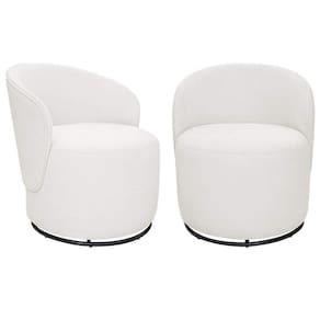 Kit 2 Poltronas Decorativas Giratórias Sala De Estar Recepção Valentina Bouclé Adj Decor Branco