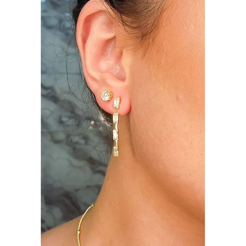 Brinco Corrente De Zircônias Banhado Em Ouro 18k [F027]