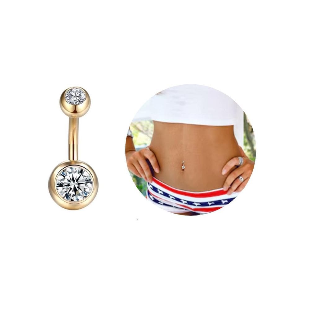 Piercing Umbigo Dourado Boemio Ponto Luz Modelo