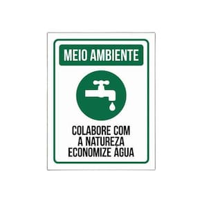 Placa Sinalização Meio Ambiente - Economize Aguá 27X35