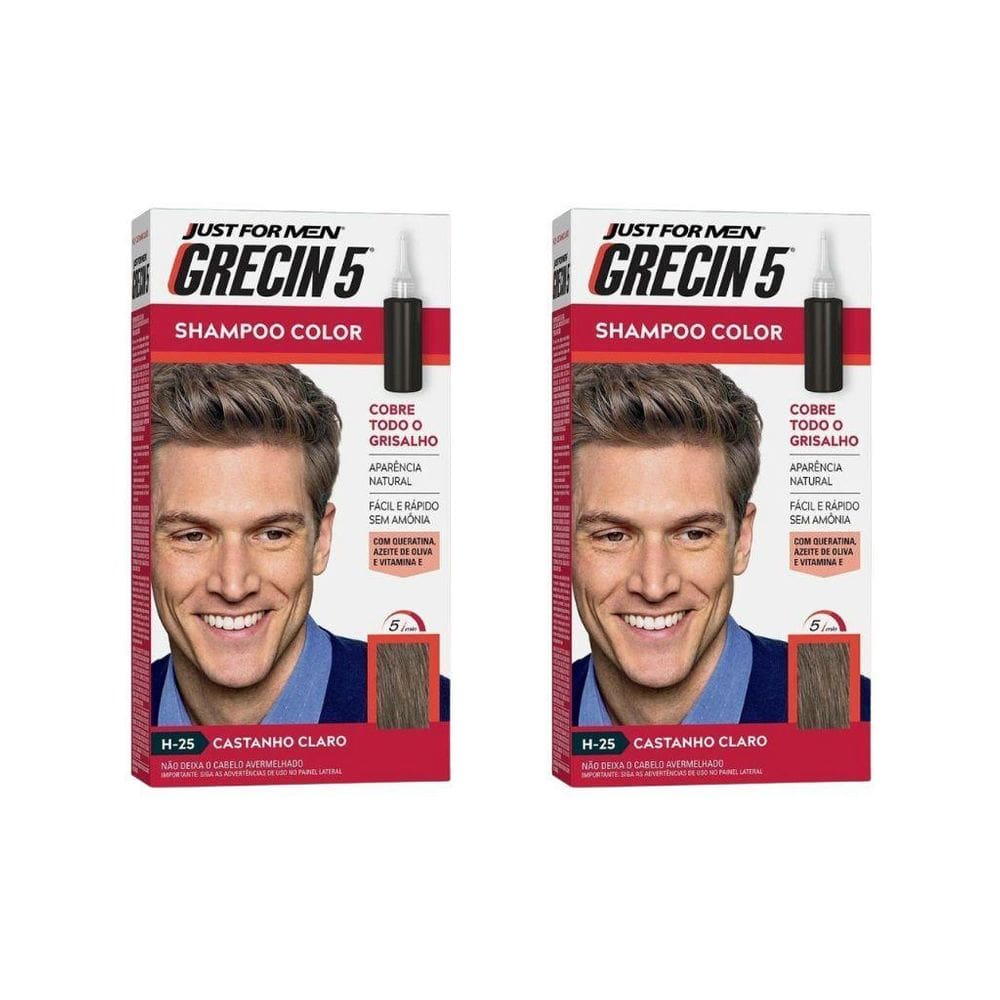 Grecin 5 Shampoo Tonalizante Castanho Claro - Kit Com 2Un