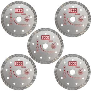Kit 5 Disco De Corte Diamantado Turbo 110Mm X 20Mm Anel 16Mm