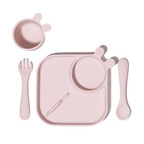 Kit de Alimentação Infantil Silicone 4 Peças Rosa - Petit Piá