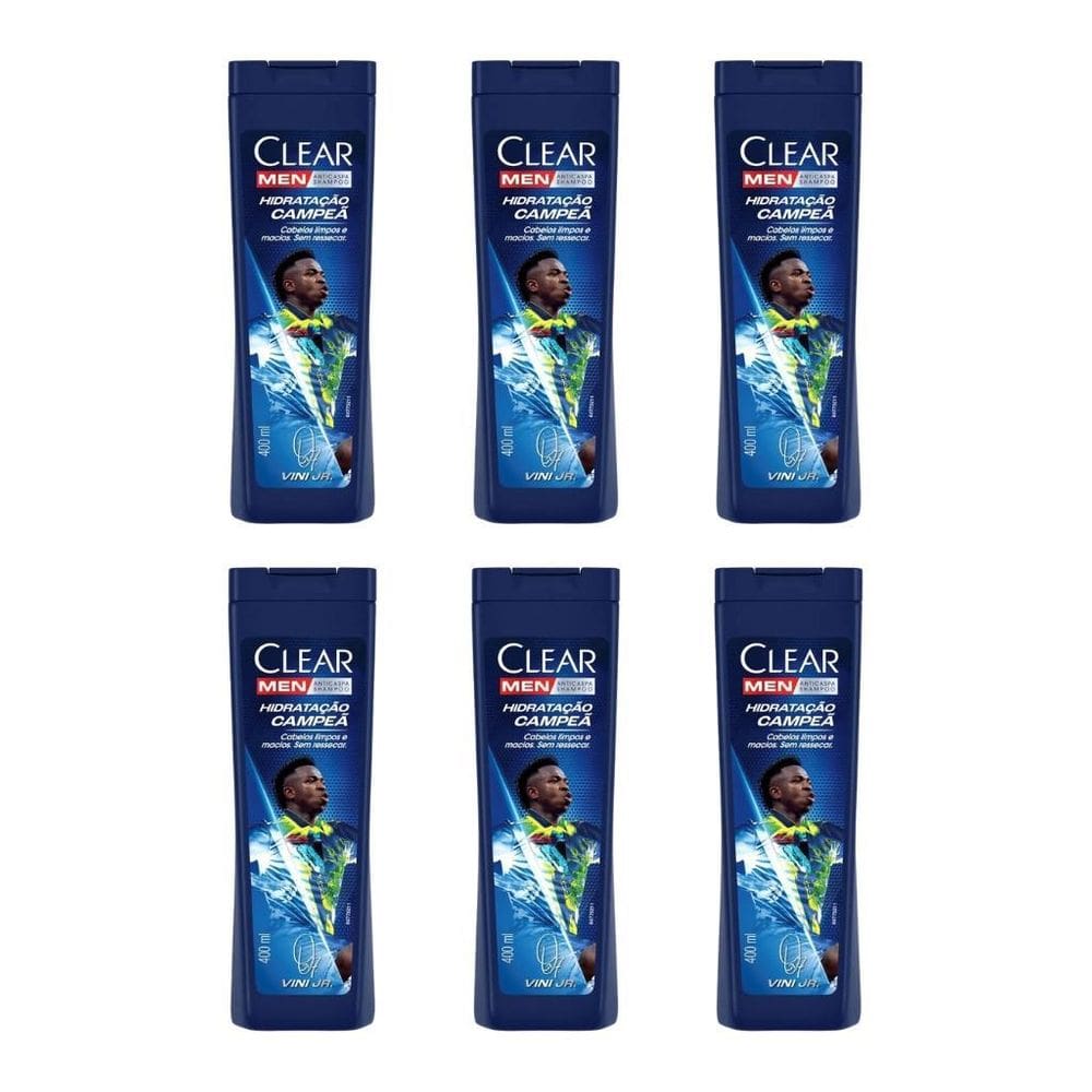 Shampoo Clear 400Ml Men Hidrat Campea Vini Jr - Kit Com 6Un