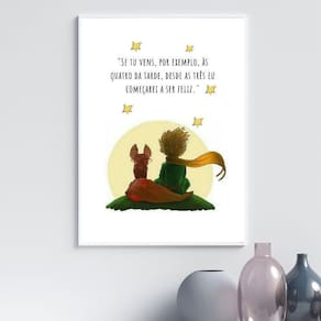 Quadro Pequeno Príncipe Com Raposa - Frase 45X34Cm