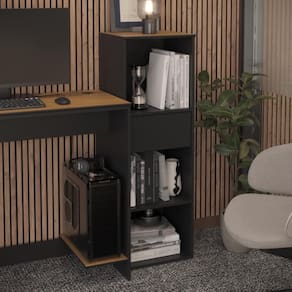 Armário Livreiro Smart Office 1 Gaveta e Tampo MDF Usinado 100cm