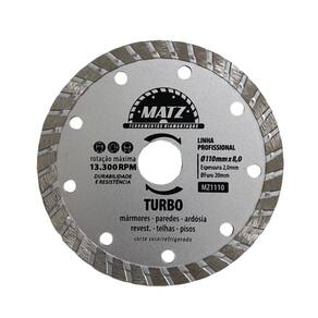 Disco De Corte Diamantado Turbo 8Mm 110Mm X 20Mm Matz