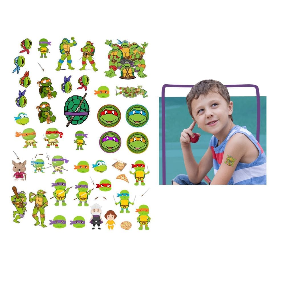 Tatuagens Temporárias Kit 40 Tatuagens Tartarugas Ninjas A4