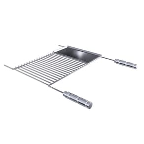 Grelha para Churrasco em Aço Inox com Chapa Auxiliar 70x58 cm