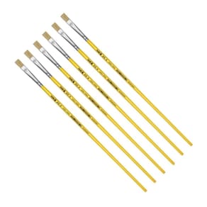 Kit 6 Pincel Chato Longo Cerda Natural 815-6 Nº6 Fino Tigre