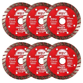 Kit 6 Disco Corte Diamantado Turbo Concreto 110X20Mm Matz