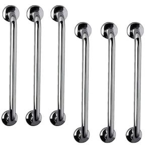 Barra de Apoio 40cm Alça Aço Inox Kit 6 Unidades Idoso Gestante Cadeirante Deficientes Suporte Banheiro Escada Corrimao