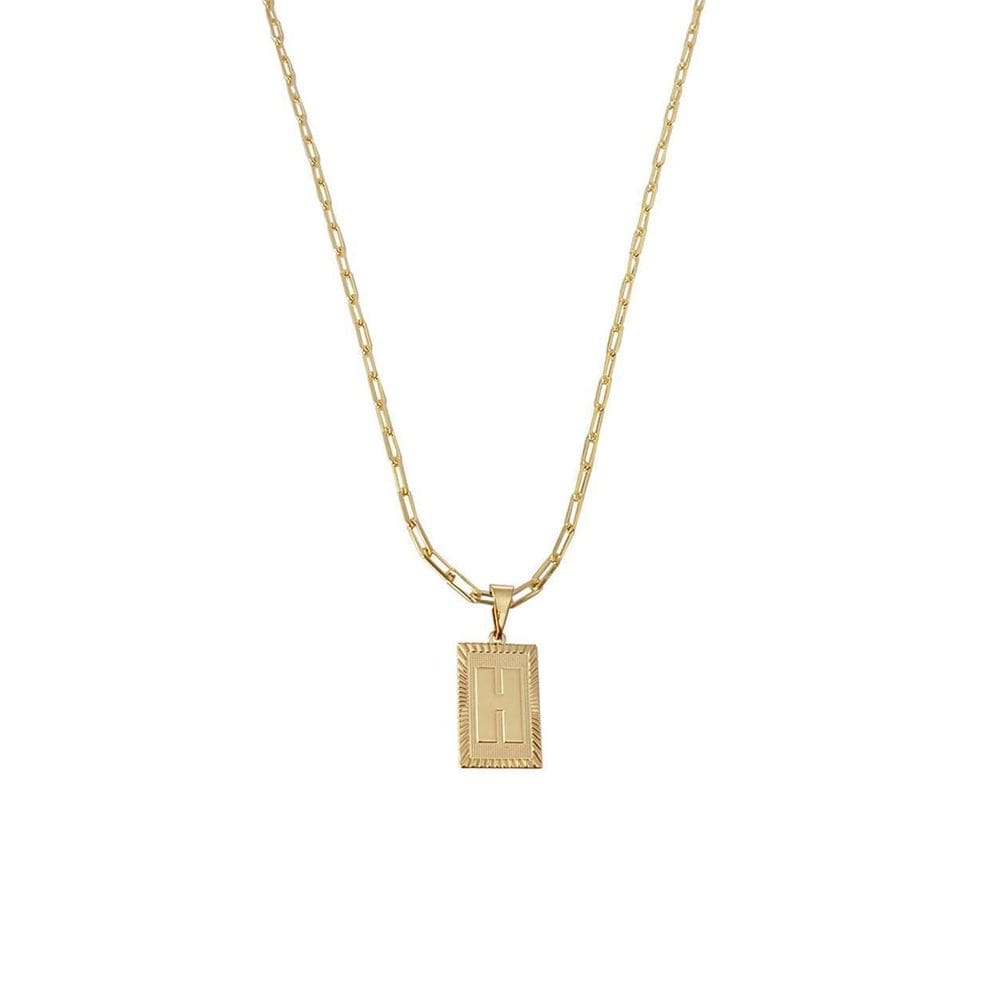 Cordão 50Cm Masculino Feminino Pingente Letra H Banhado Ouro