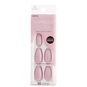Kiss New York Impress Color Bailarina French Lavender - Unhas Postiças Autocolantes (30 Unidades)