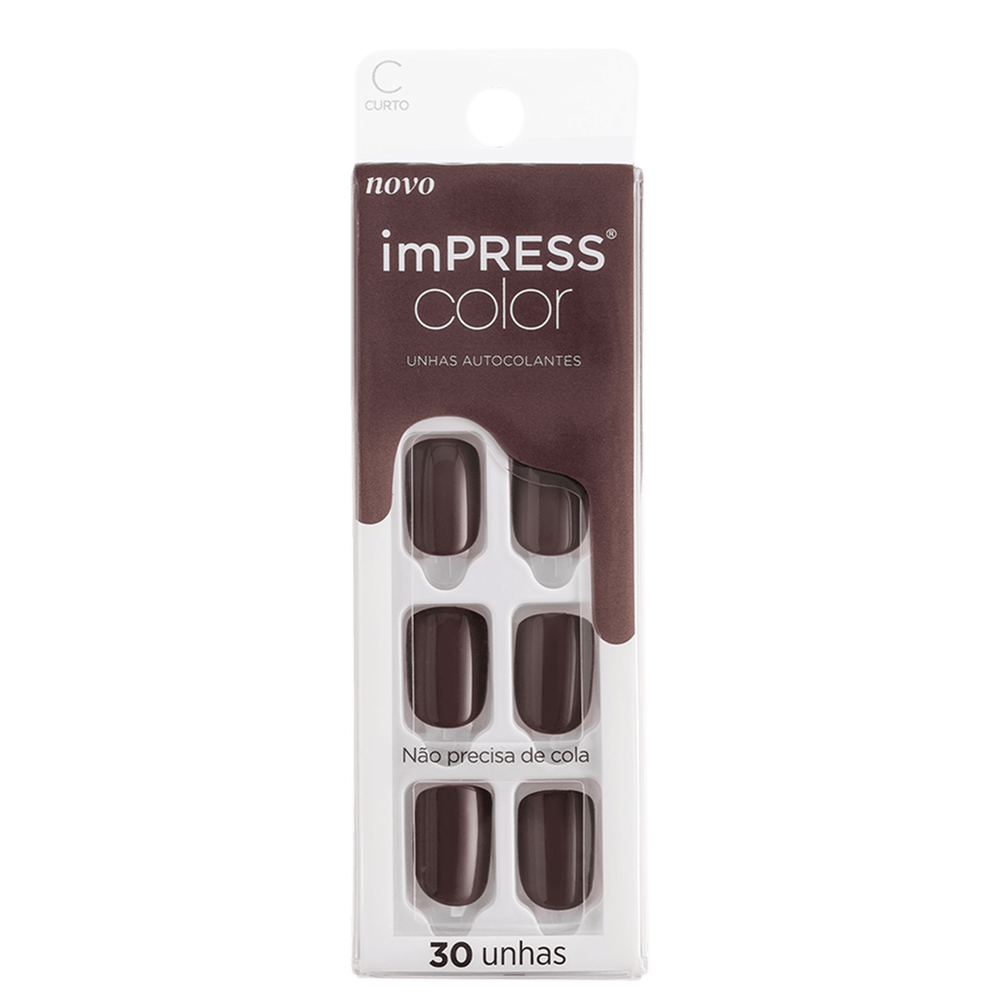 Kiss New York Impress Color Curto Try Gray - Unhas Postiças (30 Unidades)