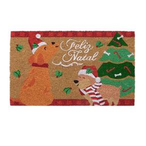 Tapete Capacho Feliz Natal 60X40Cm Cachorros Mabruk