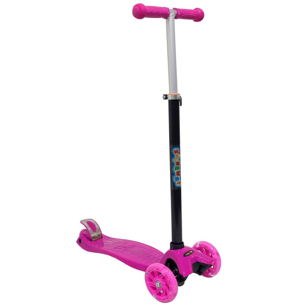 Patinete Infantil 3 Rodas em Gel Freio Feminino Menina Rosa Importway BW-011-R