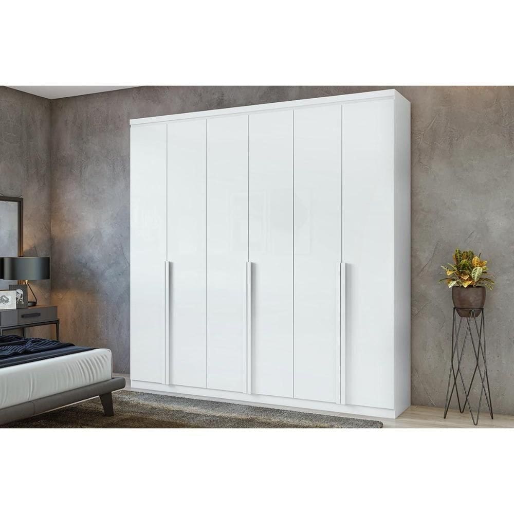 Guarda Roupa Casal 6 Portas E 4 Gavetas Alonzo New Branco - Lopas