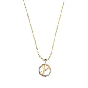 Colar Corrente 45 Cm Feminina Pingente Letra P Banhado Ouro