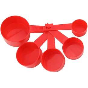 Colheres Medidas Plástico Vermelho - 5 Peças - 30-250 ml