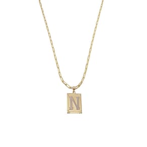 Cordão 45Cm Masculino Feminino Pingente Letra N Banhado Ouro