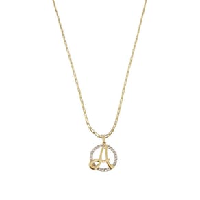 Colar Corrente 50 Cm Feminina Pingente Letra A Banhado Ouro