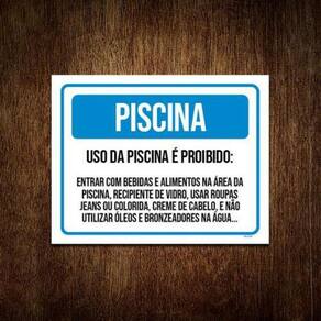 Kit 10 Placas - Uso Da Piscina Regras Condomínio