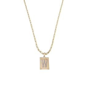 Cordão 45Cm Masculino Feminino Pingente Letra W Banhado Ouro