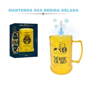 Caneca Copo Gel 300Ml + Cordão 65Cm Isolante Térmico Chopp