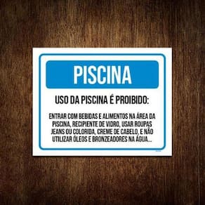 Kit 10 Placas - Uso Da Piscina Regras Condomínio
