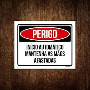 Kit 10 Placas Perigo Início Automático Mãos Afastadas