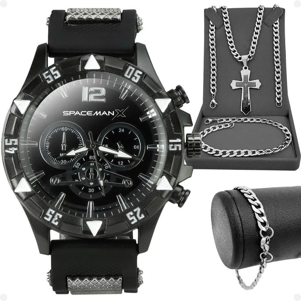 Cordão Prata Grumet Relogio Masculino Aço Inox Pulseira