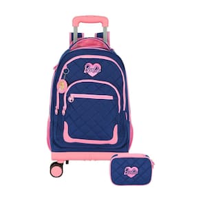 Kit Escolar Barbie Mochila Rodas + Estojo Box - Azul
