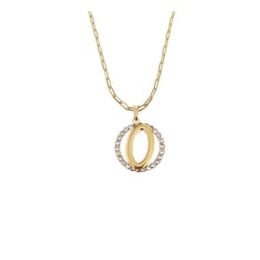 Colar Corrente 50 Cm Feminina Pingente Letra O Banhado Ouro