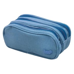 Estojo 3 Divisórias Escolar Nylon Jeans Azul Brw