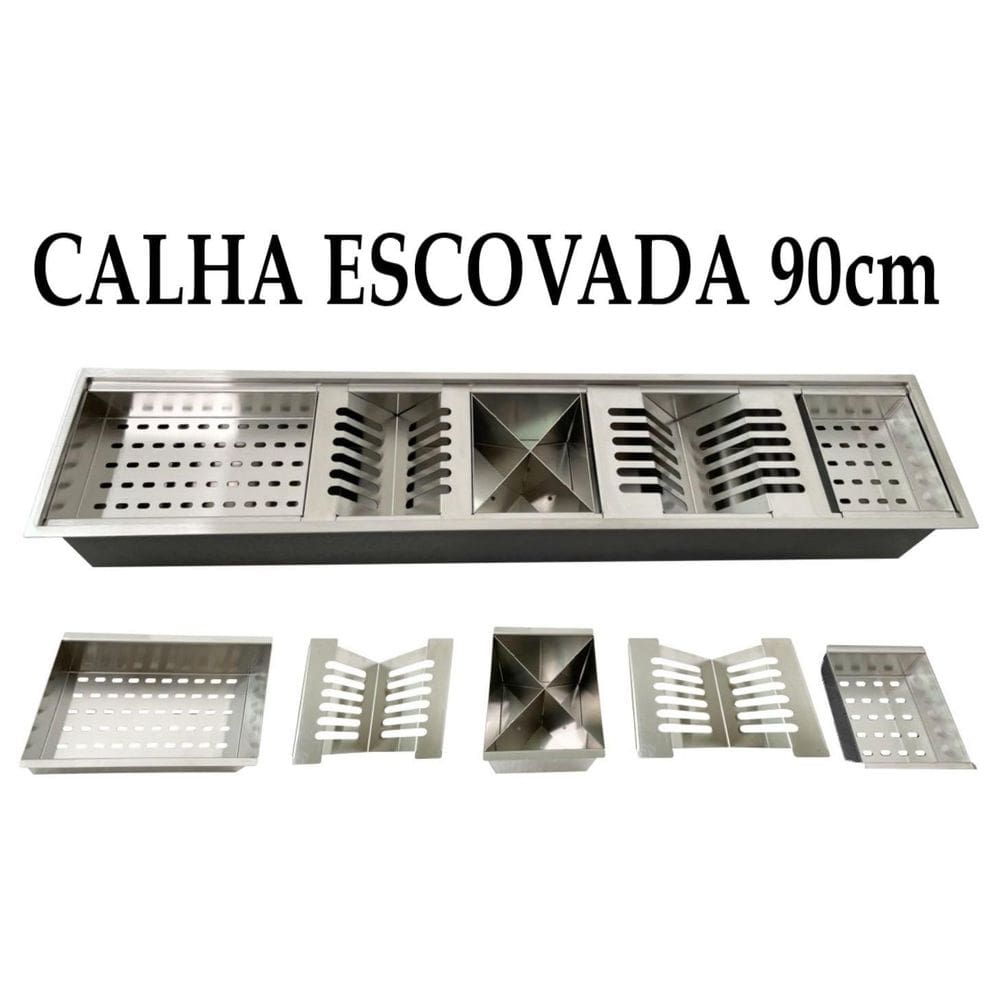 Calha Canal Organizador Escorredor Gourmet Úmida Inox 60Cm