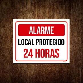 Kit 5 Placas Atenção Alarme Local Protegido 24 Horas