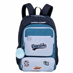 Mochila 2 Compartimentos Capricho Class Cosmic Patches- Azul