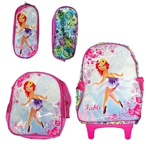 Kit Mochila Com Rodinhas E Lancheira + Estojo Fada Falile