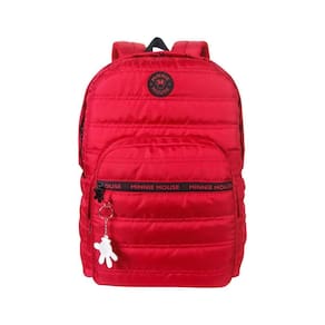 Mochila De Costa Vermelha Minnie Com Matelassê Xeryus